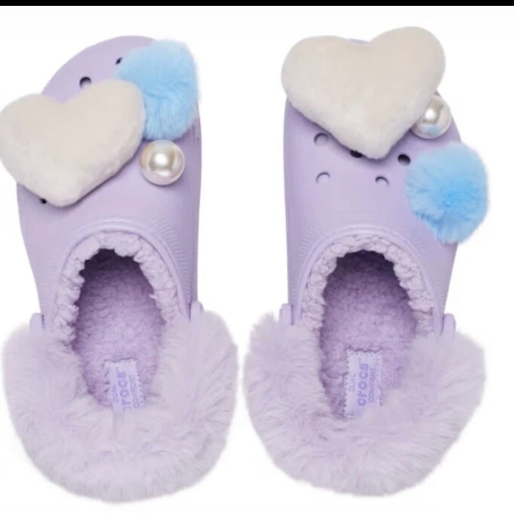 NWT Crocs Classic Platform Lined Charm Clog Lavender Purple Women’s Size 6